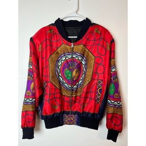 St. Stefano Vintage Silk Bomber Jacket Italy Lightweight 80’s Women’s Size L Red